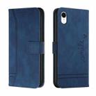 Retro Skin Feel Horizontal Flip Soft TPU + PU Leather Case with Holder & Card Slots & Photo Frame For iPhone XR(Blue) - 1