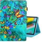 For Galaxy Tab S5e T720 Colored Drawing Horizontal Flip PU Leather Case with Holder & Card Slot & Sleep / Wake-up Function(Green Butterfly) - 1