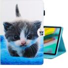 For Galaxy Tab S6 T860 Colored Drawing Horizontal Flip PU Leather Case with Holder & Card Slot & Sleep / Wake-up Function(Blue White cat) - 1