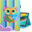 For Galaxy Tab S6 T860 Colored Drawing Horizontal Flip PU Leather Case with Holder & Card Slot & Sleep / Wake-up Function(Rainbow Owl) - 1