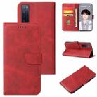 For Huawei nova 7 5G Calf Texture Buckle Horizontal Flip Leather Case with Holder & Card Slots & Wallet(Red) - 1
