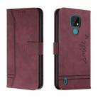 For Motorola Moto E7 Retro Skin Feel Horizontal Flip Soft TPU + PU Leather Case with Holder & Card Slots & Photo Frame(Wine Red) - 1