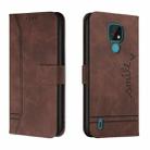 For Motorola Moto E7 Retro Skin Feel Horizontal Flip Soft TPU + PU Leather Case with Holder & Card Slots & Photo Frame(Coffee) - 1