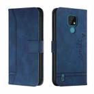 For Motorola Moto E7 Retro Skin Feel Horizontal Flip Soft TPU + PU Leather Case with Holder & Card Slots & Photo Frame(Blue) - 1