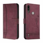 For Motorola Moto E7 Power Retro Skin Feel Horizontal Flip Soft TPU + PU Leather Case with Holder & Card Slots & Photo Frame(Wine Red) - 1