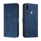 For Motorola Moto E7 Power Retro Skin Feel Horizontal Flip Soft TPU + PU Leather Case with Holder & Card Slots & Photo Frame(Blue) - 1