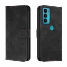 For Motorola Moto Edge 20 Retro Skin Feel Horizontal Flip Soft TPU + PU Leather Case with Holder & Card Slots & Photo Frame(Black) - 1