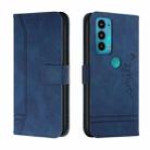 For Motorola Moto Edge 20 Retro Skin Feel Horizontal Flip Soft TPU + PU Leather Case with Holder & Card Slots & Photo Frame(Blue) - 1