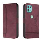 For Motorola Moto Edge 20 Lite Retro Skin Feel Horizontal Flip Soft TPU + PU Leather Case with Holder & Card Slots & Photo Frame(Wine Red) - 1