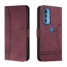 For Motorola Moto Edge 20 Pro Retro Skin Feel Horizontal Flip Soft TPU + PU Leather Case with Holder & Card Slots & Photo Frame(Wine Red) - 1