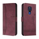 For Motorola Moto G Play 2021 Retro Skin Feel Horizontal Flip Soft TPU + PU Leather Case with Holder & Card Slots & Photo Frame(Wine Red) - 1