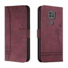 For Motorola Moto G9 Play Retro Skin Feel Horizontal Flip Soft TPU + PU Leather Case with Holder & Card Slots & Photo Frame(Wine Red) - 1