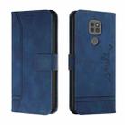 For Motorola Moto G9 Play Retro Skin Feel Horizontal Flip Soft TPU + PU Leather Case with Holder & Card Slots & Photo Frame(Blue) - 1