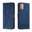 For Motorola Moto G9 Plus Retro Skin Feel Horizontal Flip Soft TPU + PU Leather Case with Holder & Card Slots & Photo Frame(Blue) - 1