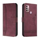 For Motorola Moto G10 / G20 / G30 Retro Skin Feel Horizontal Flip Soft TPU + PU Leather Case with Holder & Card Slots & Photo Frame(Wine Red) - 1