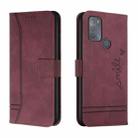 For Motorola Moto G50 Retro Skin Feel Horizontal Flip Soft TPU + PU Leather Case with Holder & Card Slots & Photo Frame(Wine Red) - 1