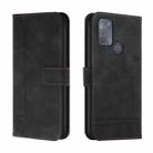 For Motorola Moto G50 Retro Skin Feel Horizontal Flip Soft TPU + PU Leather Case with Holder & Card Slots & Photo Frame(Black) - 1