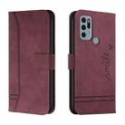 For Motorola Moto G60S Retro Skin Feel Horizontal Flip Soft TPU + PU Leather Case with Holder & Card Slots & Photo Frame(Wine Red) - 1