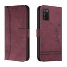 For Samsung Galaxy A02s EU Version Retro Skin Feel Horizontal Flip Soft TPU + PU Leather Case with Holder & Card Slots & Photo Frame(Wine Red) - 1