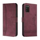 For Samsung Galaxy A02s US Version Retro Skin Feel Horizontal Flip Soft TPU + PU Leather Case with Holder & Card Slots & Photo Frame(Wine Red) - 1