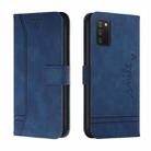 For Samsung Galaxy A02s US Version Retro Skin Feel Horizontal Flip Soft TPU + PU Leather Case with Holder & Card Slots & Photo Frame(Blue) - 1