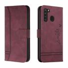 For Samsung Galaxy A21 EU Version Retro Skin Feel Horizontal Flip Soft TPU + PU Leather Case with Holder & Card Slots & Photo Frame(Wine Red) - 1