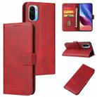 For Xiaomi Redmi K40 Calf Texture Buckle Horizontal Flip Leather Case with Holder & Card Slots & Wallet(Red) - 1