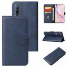 For Xiaomi Mi 10 Pro Calf Texture Buckle Horizontal Flip Leather Case with Holder & Card Slots & Wallet(Blue) - 1