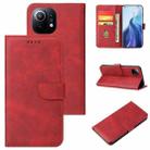 For Xiaomi Mi 11 Calf Texture Buckle Horizontal Flip Leather Case with Holder & Card Slots & Wallet(Red) - 1