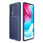 For Motorola Moto Edge 2021 Carbon Fiber Texture Shockproof TPU Case(Blue) - 1