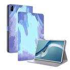For Huawei MatePad Pro 12.6 (2021) Voltage Watercolor Pattern Skin Feel Magnetic Horizontal Flip PU Leather Case with Holder(Blue) - 1