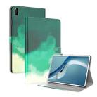 For Huawei MatePad Pro 12.6 (2021) Voltage Watercolor Pattern Skin Feel Magnetic Horizontal Flip PU Leather Case with Holder(Green) - 1