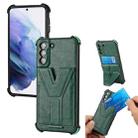 For Samsung Galaxy S21+ 5G Y Style Multifunction Card Stand Back Cover PU + TPU + PC Magnetic Shockproof Case(Green) - 1