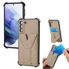 For Samsung Galaxy S21+ 5G Y Style Multifunction Card Stand Back Cover PU + TPU + PC Magnetic Shockproof Case(Khaki) - 1