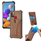For Samsung Galaxy A21s Y Style Multifunction Card Stand Back Cover PU + TPU + PC Magnetic Shockproof Case(Brown) - 1