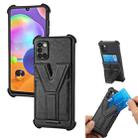 For Samsung Galaxy A31 Y Style Multifunction Card Stand Back Cover PU + TPU + PC Magnetic Shockproof Case(Black) - 1