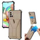 For Samsung Galaxy A51 Y Style Multifunction Card Stand Back Cover PU + TPU + PC Magnetic Shockproof Case(Khaki) - 1