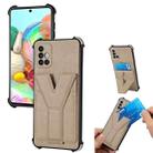For Samsung Galaxy A71 Y Style Multifunction Card Stand Back Cover PU + TPU + PC Magnetic Shockproof Case(Khaki) - 1