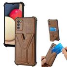 For Samsung Galaxy A02s 166mm Y Style Multifunction Card Stand Back Cover PU + TPU + PC Magnetic Shockproof Case(Brown) - 1