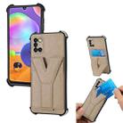 For Samsung Galaxy A03s / A02s 164mm Y Style Multifunction Card Stand Back Cover PU + TPU + PC Magnetic Shockproof Case(Khaki) - 1