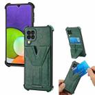 For Samsung Galaxy A22 4G Y Style Multifunction Card Stand Back Cover PU + TPU + PC Magnetic Shockproof Case(Green) - 1