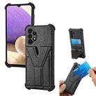 For Samsung Galaxy A72 5G Y Style Multifunction Card Stand Back Cover PU + TPU + PC Magnetic Shockproof Case(Black) - 1