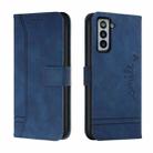 For Samsung Galaxy S21 5G Retro Skin Feel Horizontal Flip Soft TPU + PU Leather Case with Holder & Card Slots & Photo Frame(Blue) - 1