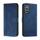 For Samsung Galaxy S21+ 5G Retro Skin Feel Horizontal Flip Soft TPU + PU Leather Case with Holder & Card Slots & Photo Frame(Blue) - 1