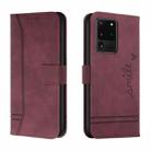 For Samsung Galaxy S20 Ultra Retro Skin Feel Horizontal Flip Soft TPU + PU Leather Case with Holder & Card Slots & Photo Frame(Wine Red) - 1