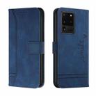 For Samsung Galaxy S20 Ultra Retro Skin Feel Horizontal Flip Soft TPU + PU Leather Case with Holder & Card Slots & Photo Frame(Blue) - 1