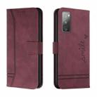 For Samsung Galaxy S20 FE Retro Skin Feel Horizontal Flip Soft TPU + PU Leather Case with Holder & Card Slots & Photo Frame(Wine Red) - 1