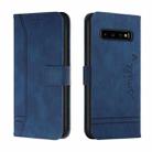 For Samsung Galaxy S10+ Retro Skin Feel Horizontal Flip Soft TPU + PU Leather Case with Holder & Card Slots & Photo Frame(Blue) - 1