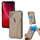 Y Style Multifunction Card Stand Back Cover PU + TPU + PC Magnetic Shockproof Case For iPhone 12(Khaki) - 1