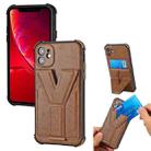 Y Style Multifunction Card Stand Back Cover PU + TPU + PC Magnetic Shockproof Case For iPhone 12(Brown) - 1